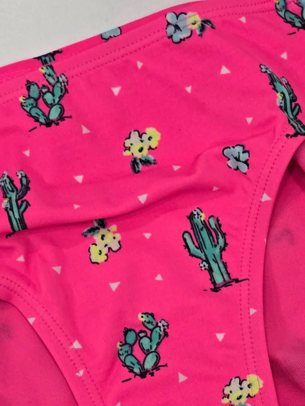 Justice ✦ Girls Racerback Tankini Ruched Bottoms Set ✦ Cactus Print Pink Blue 18